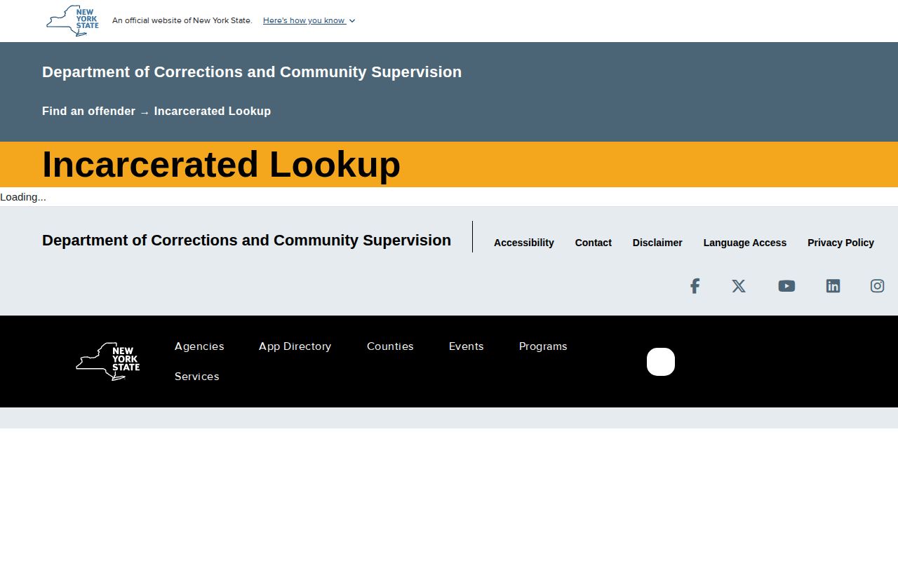 Ontario County state-prison custody record lookup through NYS DOCCS